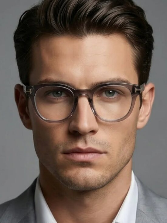 Tom Ford Women Eyeglasses Transparent Grey Round FT5807-B 020 BRAND NEW